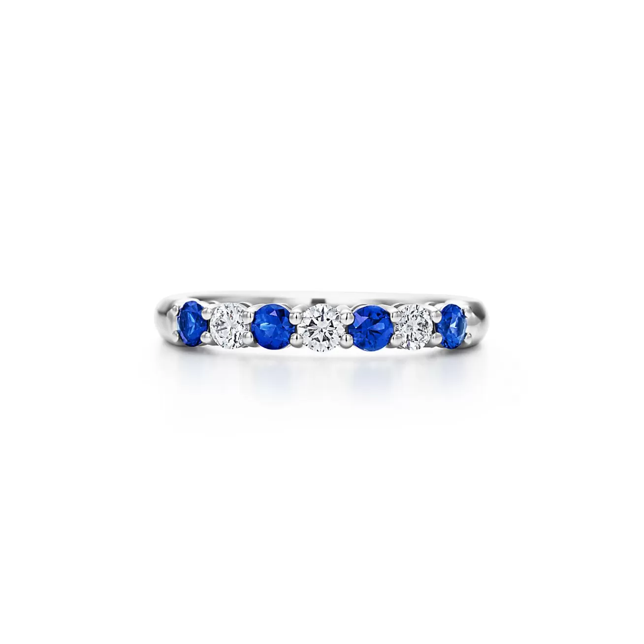 Tiffany & Co. Tiffany Forever Band Ring in Platinum with a Half-circle of Sapphires & Diamonds | ^Women Rings | Stacking Rings