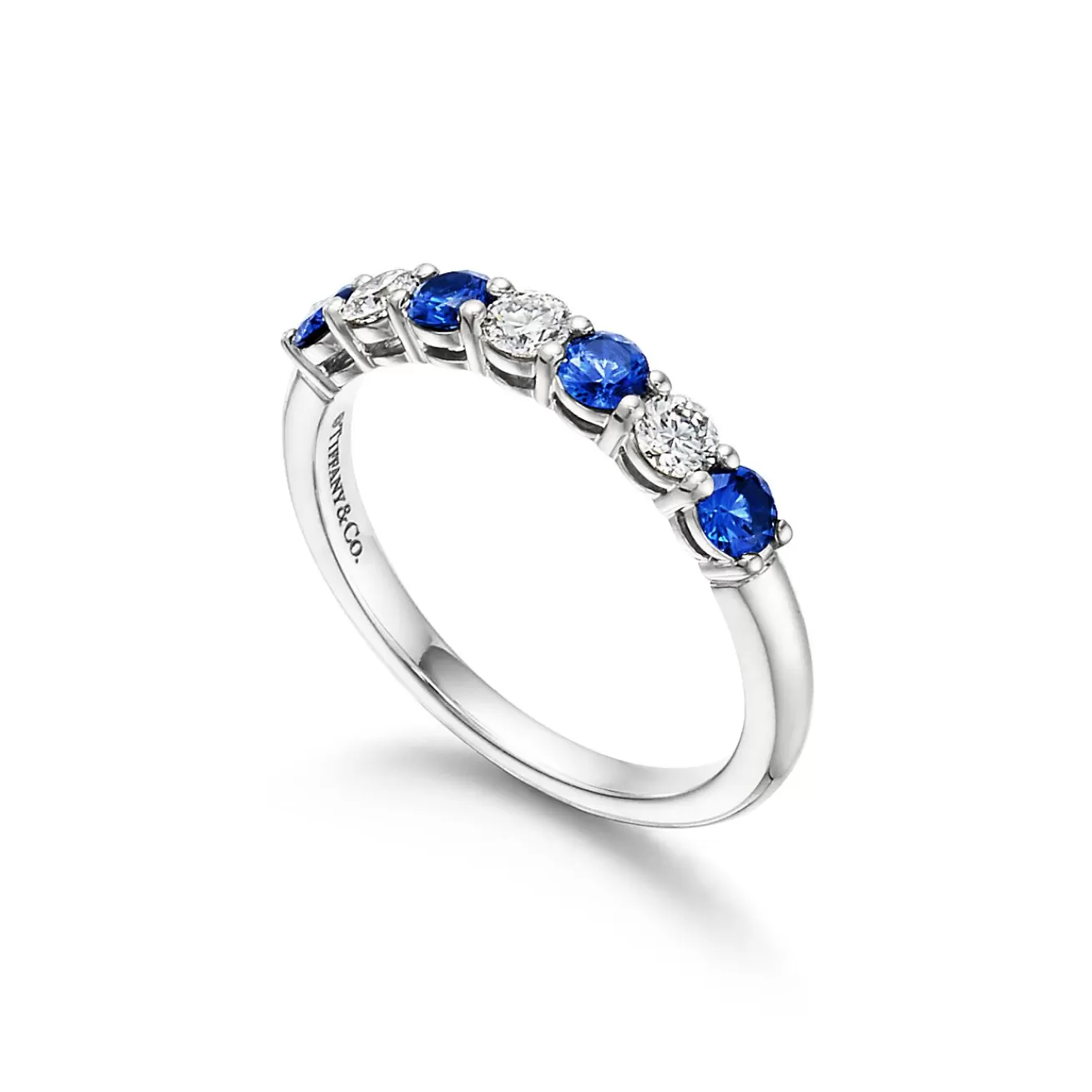 Tiffany & Co. Tiffany Forever Band Ring in Platinum with a Half-circle of Sapphires & Diamonds | ^Women Rings | Stacking Rings