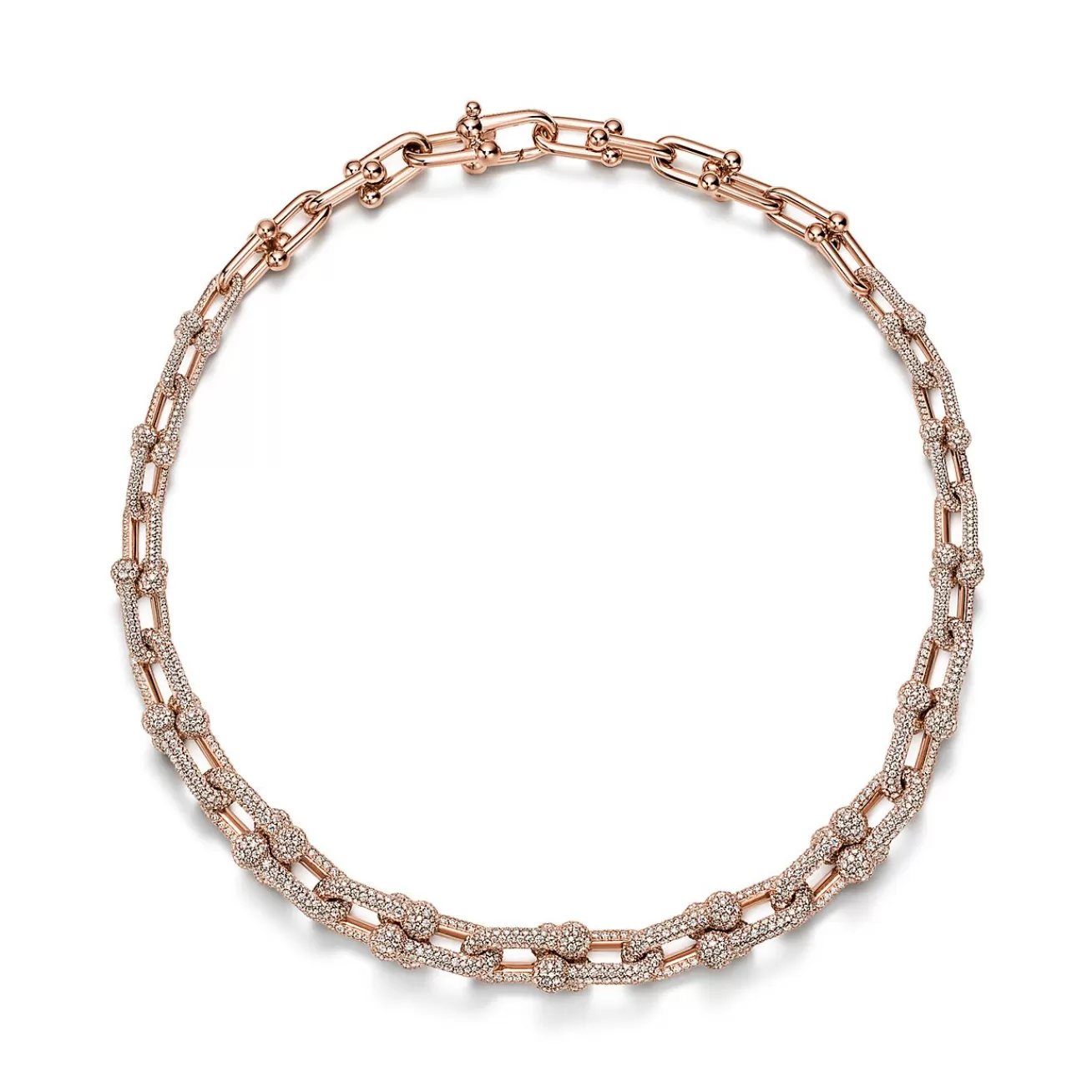 Tiffany & Co. Tiffany HardWear Graduated Link Necklace in Rose Gold with Pavé Diamonds | ^ Necklaces & Pendants | Rose Gold Jewelry