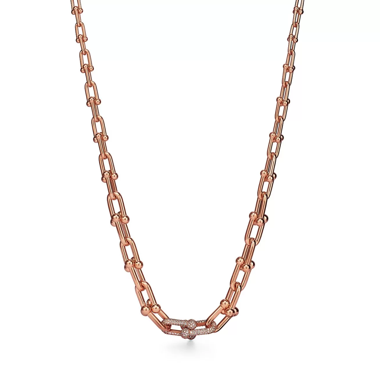 Tiffany & Co. Tiffany HardWear Graduated Link Necklace in Rose Gold with Pavé Diamonds | ^ Necklaces & Pendants | Men's Jewelry