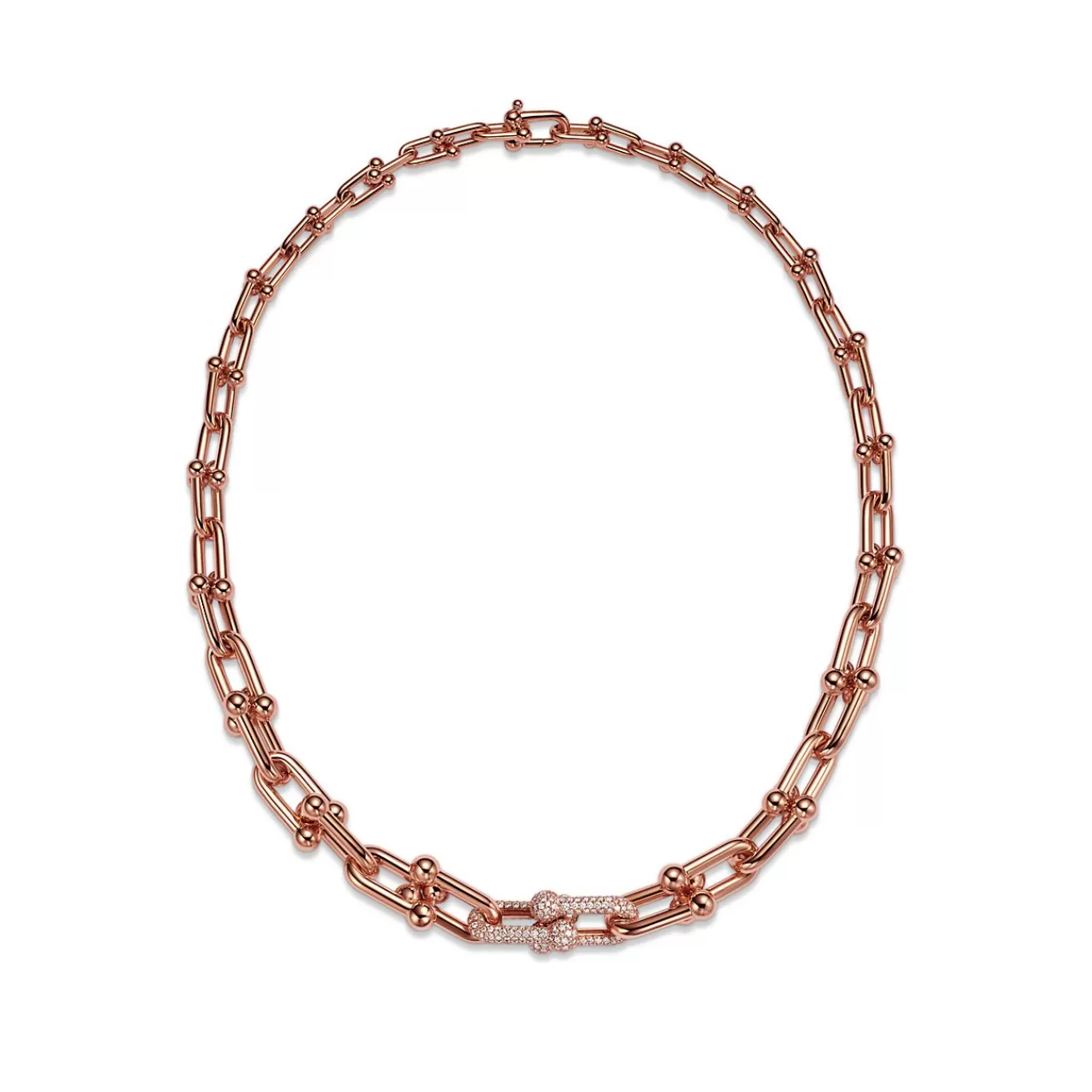Tiffany & Co. Tiffany HardWear Graduated Link Necklace in Rose Gold with Pavé Diamonds | ^ Necklaces & Pendants | Men's Jewelry
