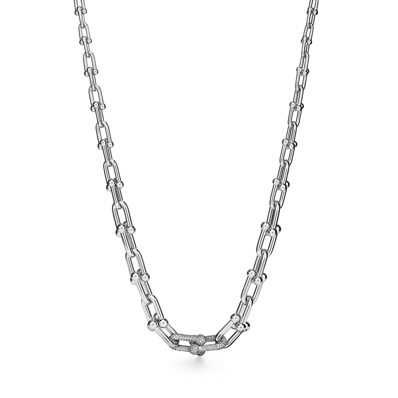 Tiffany & Co. Tiffany HardWear Graduated Link Necklace in White Gold with Pavé Diamonds | ^ Necklaces & Pendants | Men's Jewelry