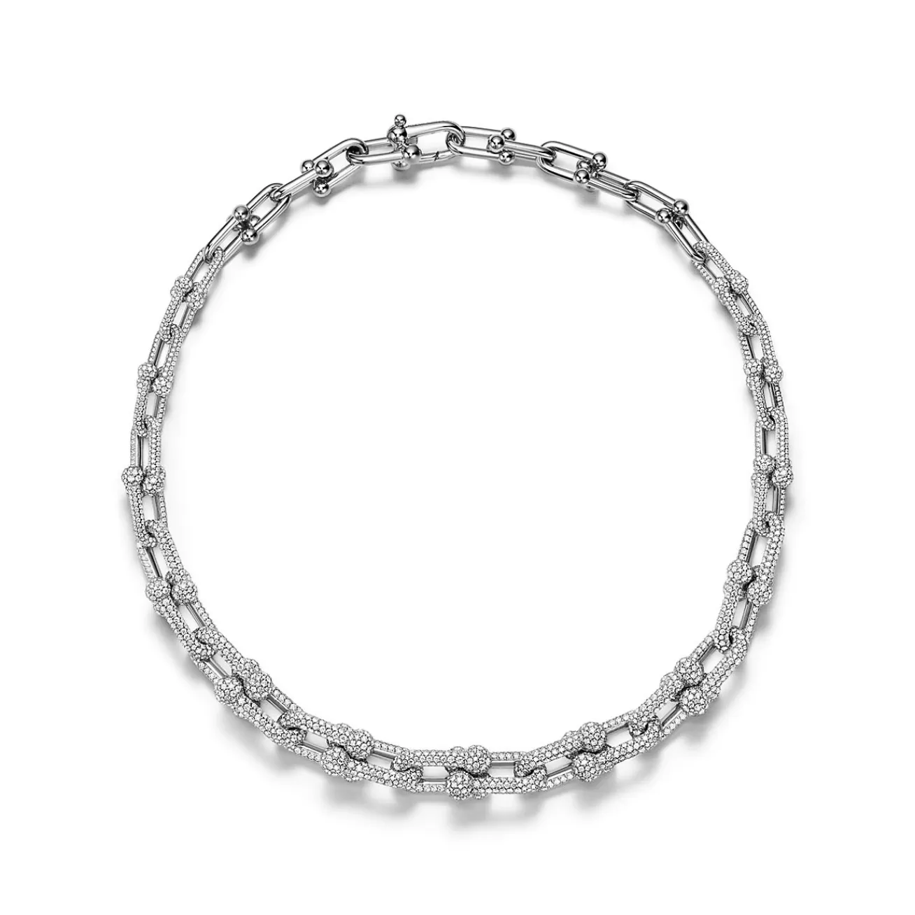 Tiffany & Co. Tiffany HardWear Graduated Link Necklace in White Gold with Pavé Diamonds | ^ Necklaces & Pendants | Men's Jewelry