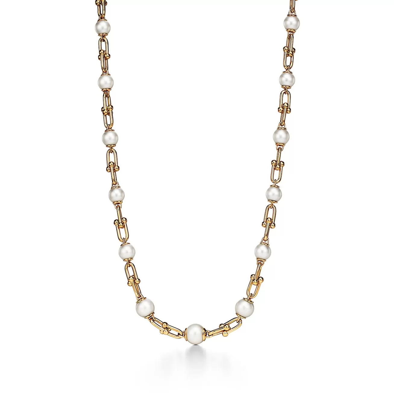 Tiffany & Co. Tiffany HardWear Graduated Link Necklace in Yellow Gold with Freshwater Pearls | ^ Necklaces & Pendants | New Jewelry