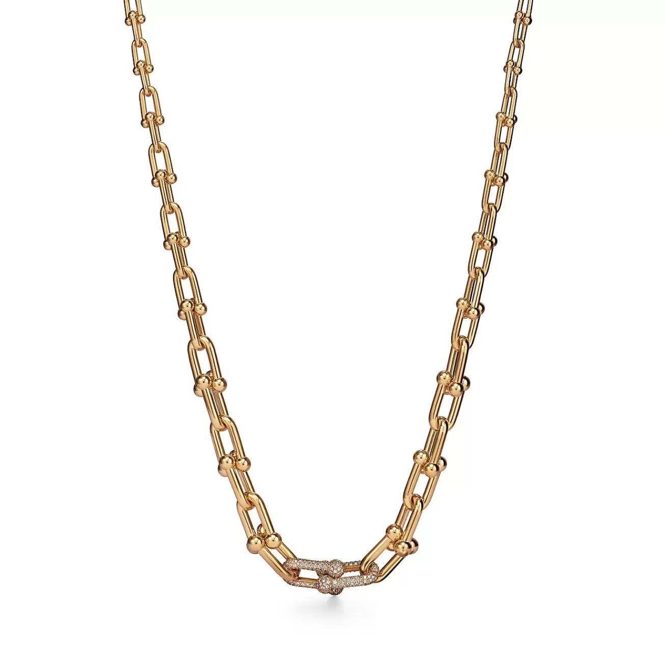 Tiffany & Co. Tiffany HardWear Graduated Link Necklace in Yellow Gold with Pavé Diamonds | ^ Necklaces & Pendants | Men's Jewelry