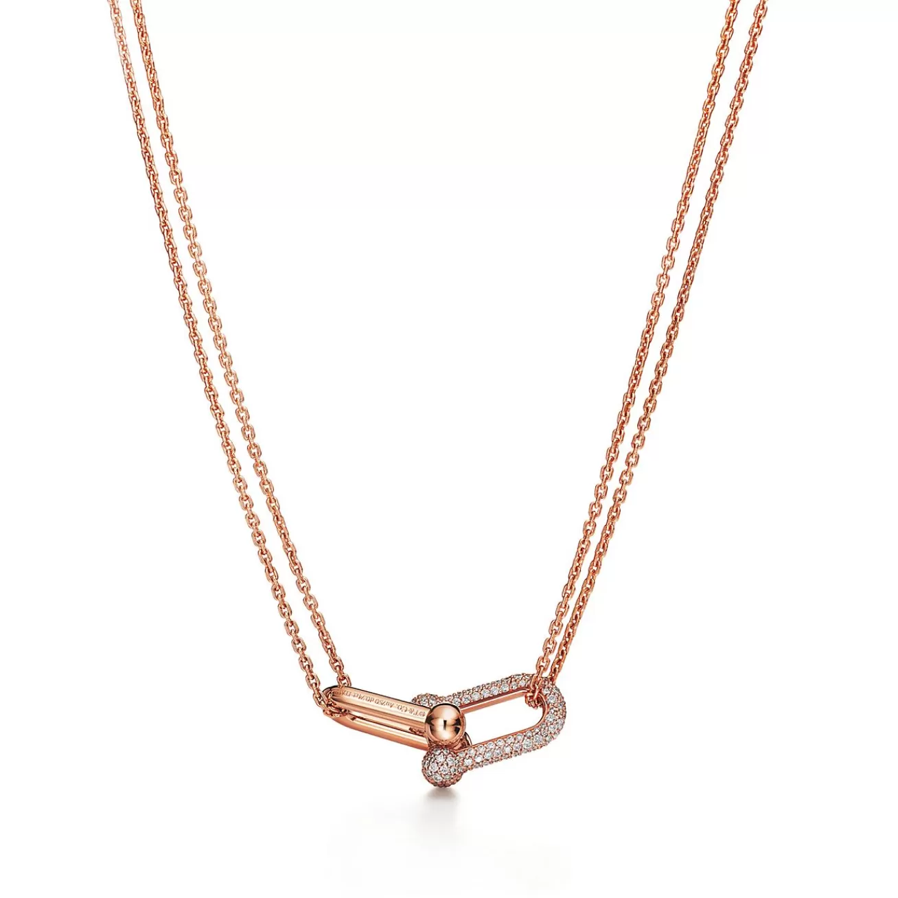 Tiffany & Co. Tiffany HardWear Large Double Link Pendant in Rose Gold with Pavé Diamonds | ^ Necklaces & Pendants | Gifts for Her