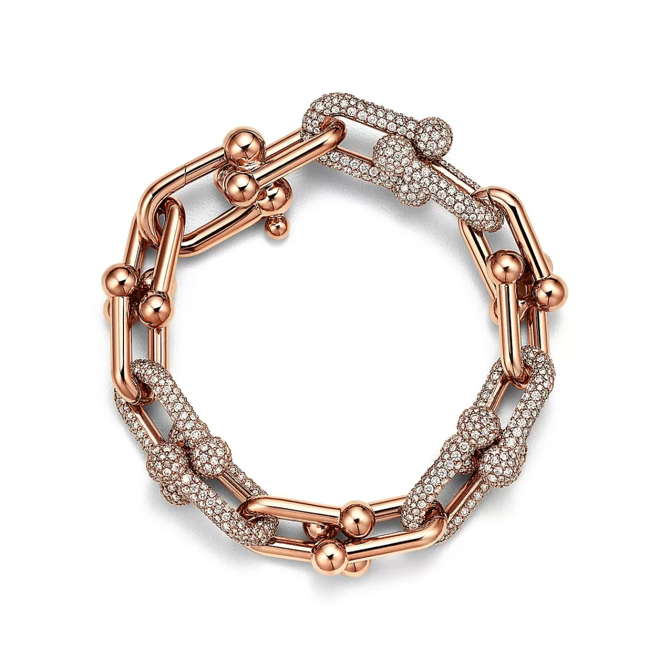 Tiffany & Co. Tiffany HardWear Large Link Bracelet in Rose Gold with Pavé Diamonds | ^ Bracelets | Rose Gold Jewelry