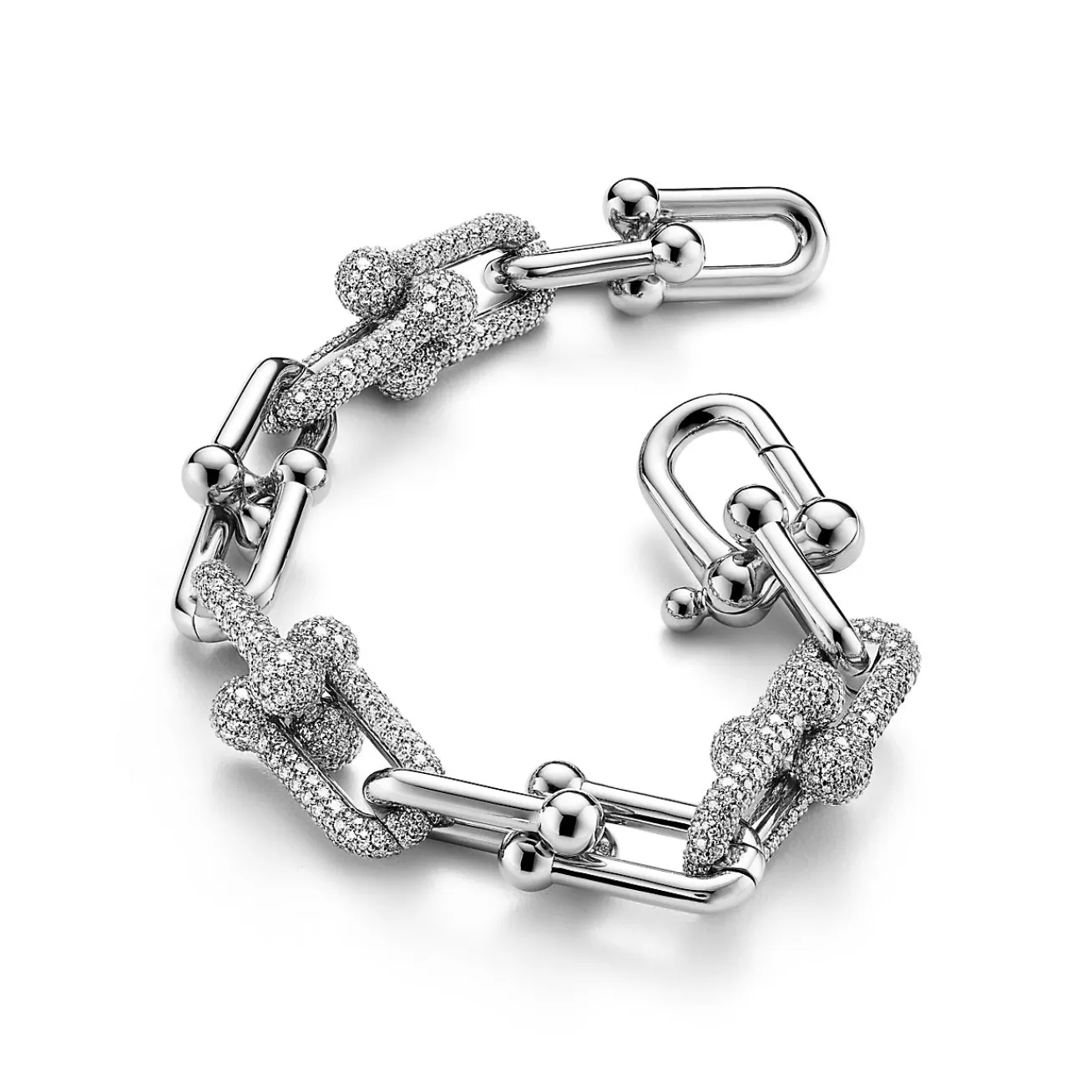 Tiffany & Co. Tiffany HardWear Large Link Bracelet in White Gold with Pavé Diamonds | ^ Bracelets | New Jewelry