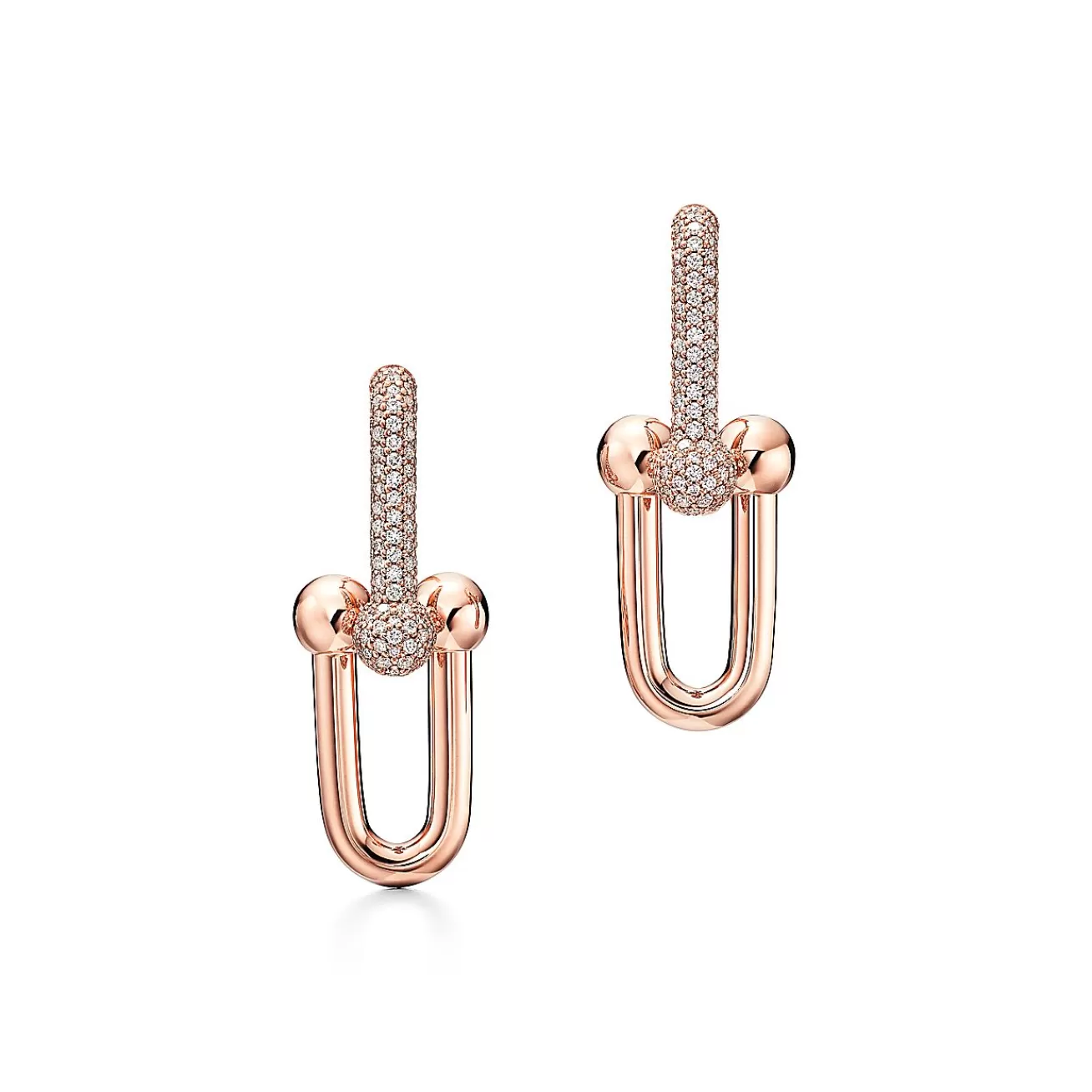 Tiffany & Co. Tiffany HardWear Large Link Earrings in Rose Gold with Pavé Diamonds | ^ Earrings | Rose Gold Jewelry