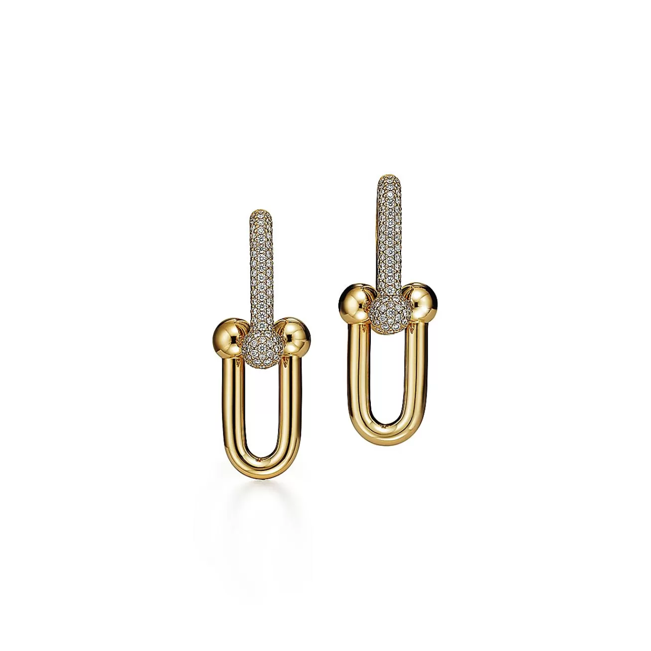 Tiffany & Co. Tiffany HardWear Large Link Earrings in Yellow Gold with Pavé Diamonds | ^ Earrings | Gold Jewelry