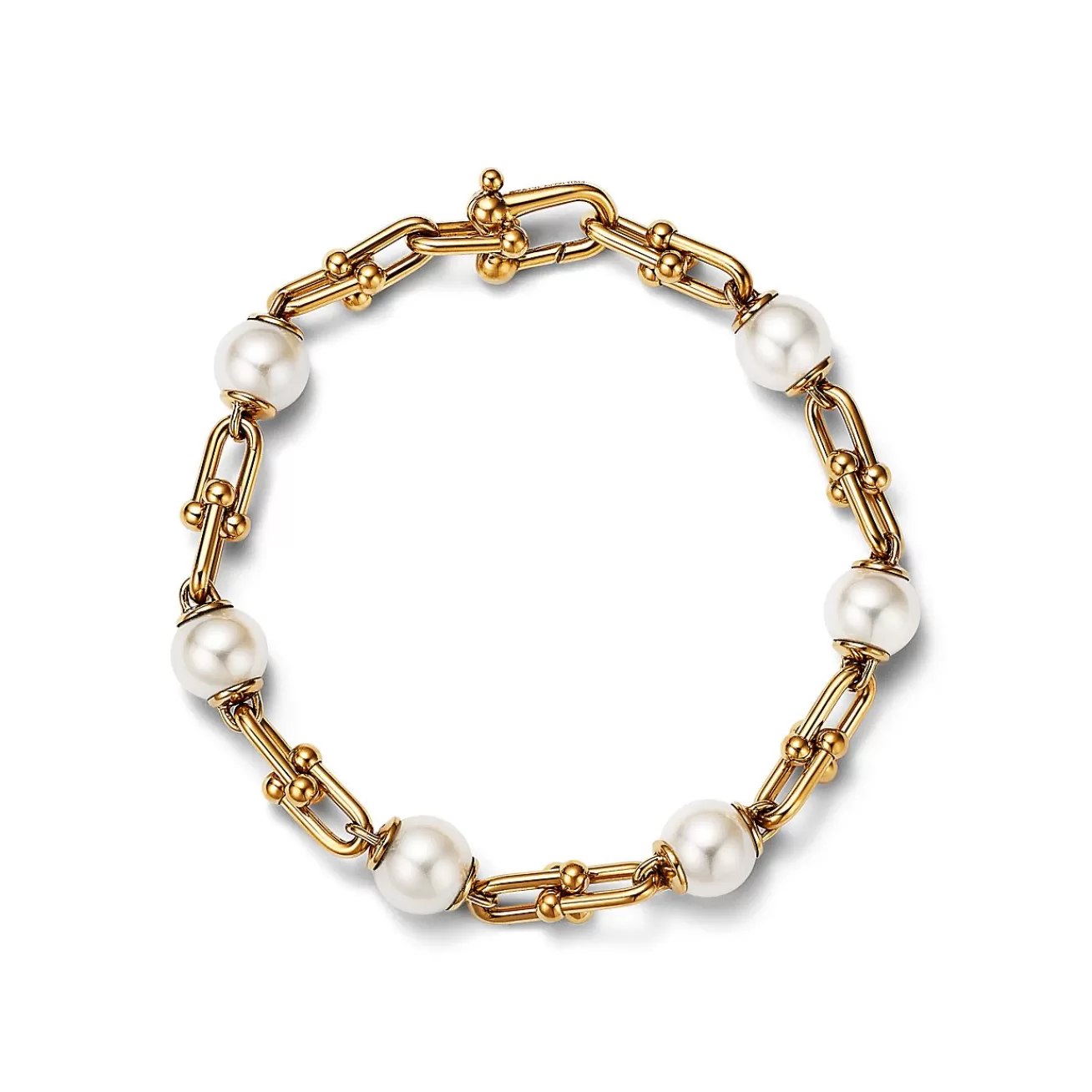 Tiffany & Co. Tiffany HardWear Link Bracelet in Yellow Gold with Freshwater Pearls | ^ Bracelets | Gifts for Her
