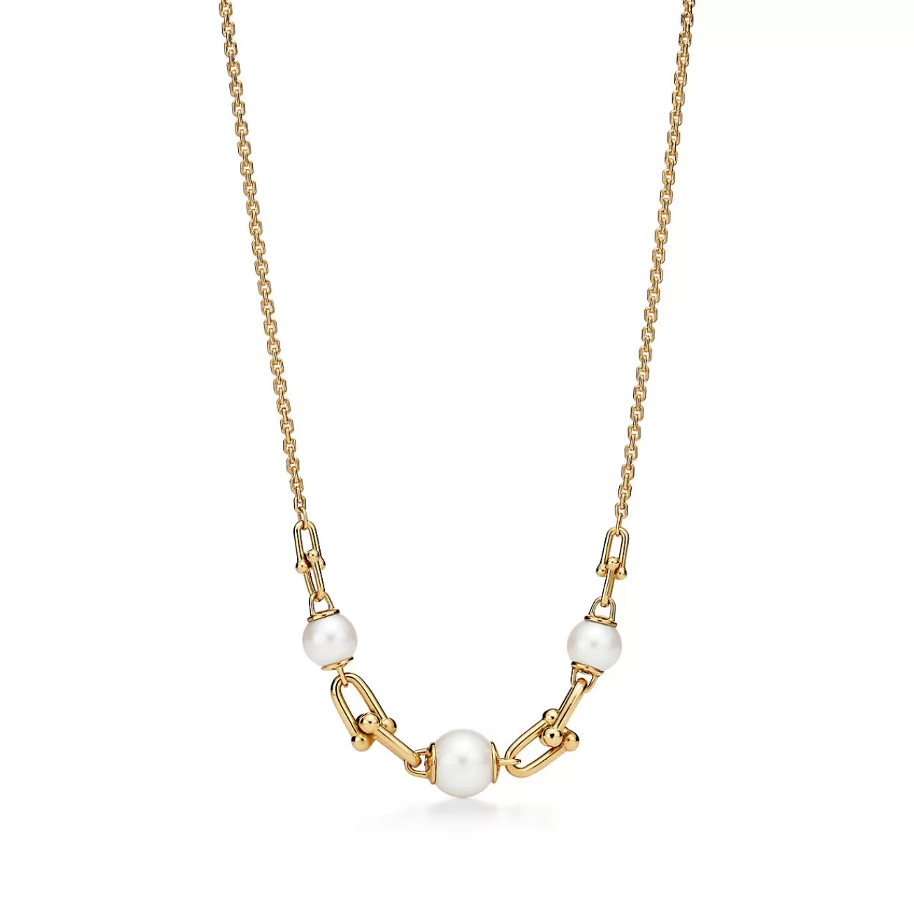 Tiffany & Co. Tiffany HardWear Link Necklace in Yellow Gold with Freshwater Pearls | ^ Necklaces & Pendants | Gold Jewelry
