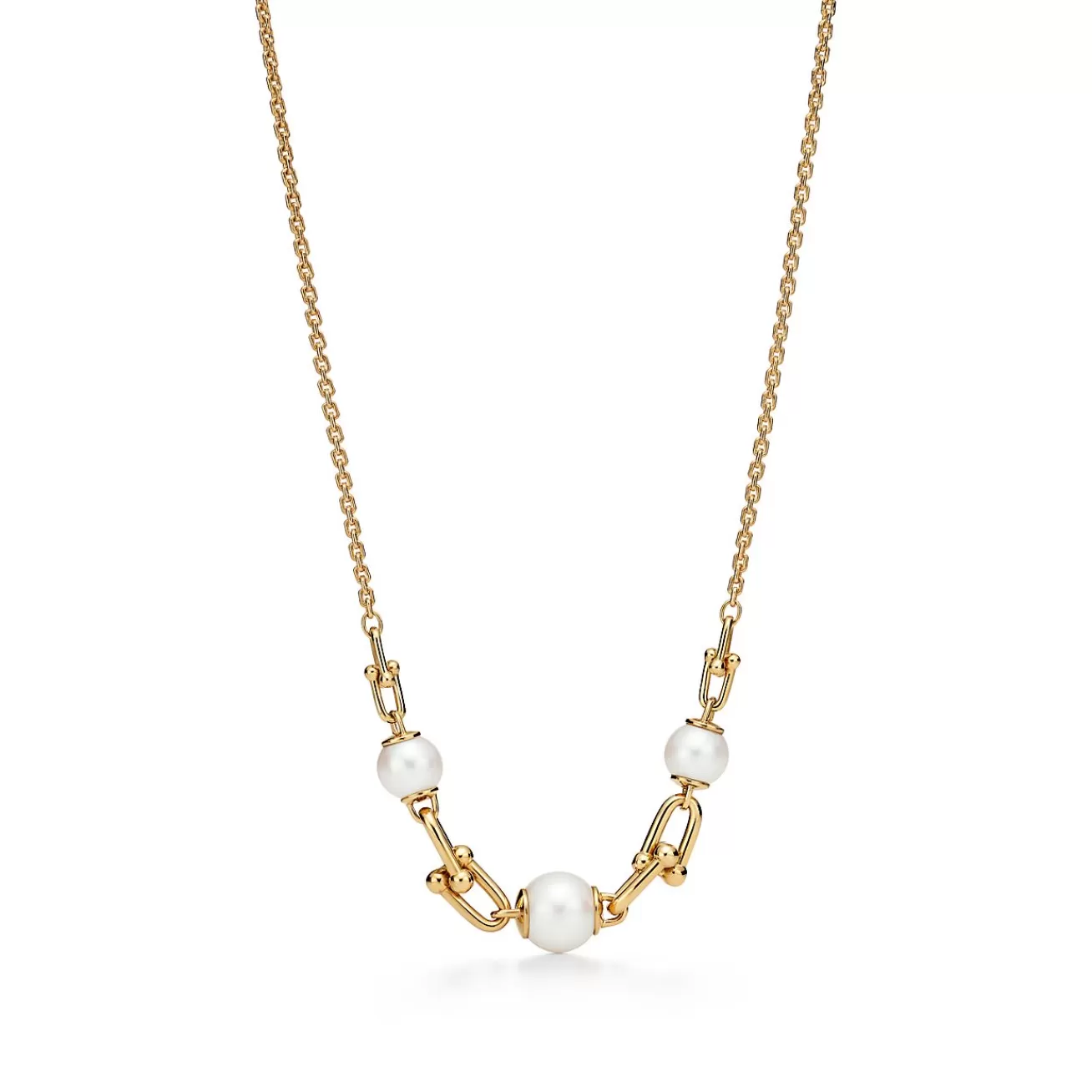 Tiffany & Co. Tiffany HardWear Link Necklace in Yellow Gold with Freshwater Pearls | ^ Necklaces & Pendants | Gold Jewelry