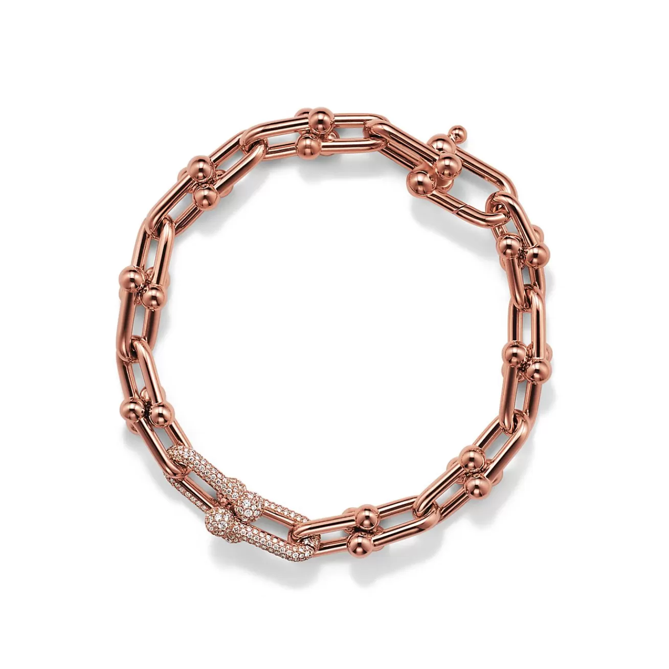 Tiffany & Co. Tiffany HardWear Medium Link Bracelet in Rose Gold with Diamonds | ^ Bracelets | New Jewelry