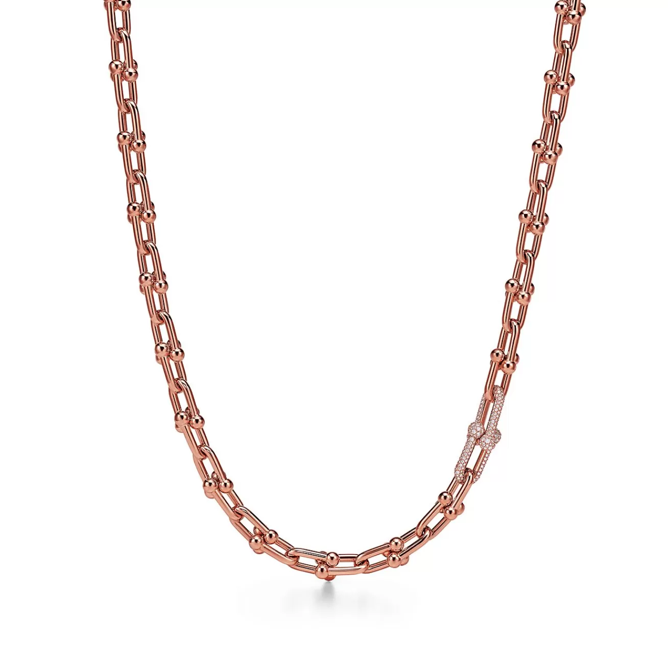 Tiffany & Co. Tiffany HardWear Medium Link Necklace in Rose Gold with Diamonds | ^ Necklaces & Pendants | New Jewelry
