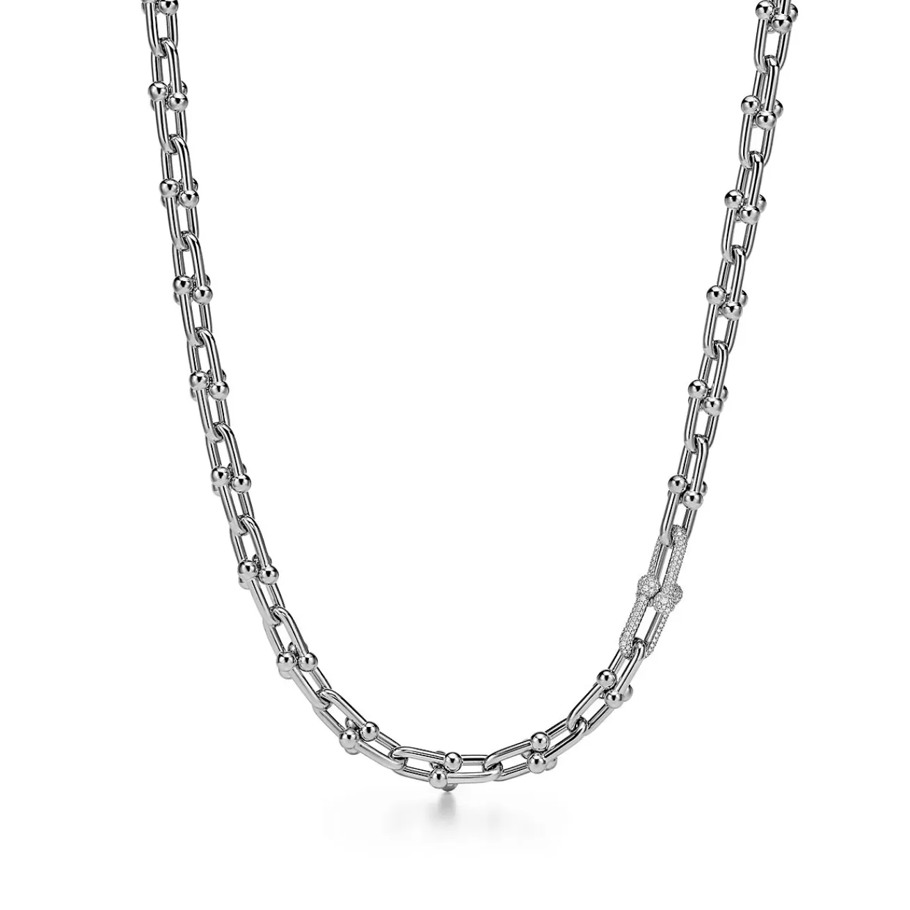 Tiffany & Co. Tiffany HardWear Medium Link Necklace in White Gold with Diamonds | ^ Necklaces & Pendants | Men's Jewelry