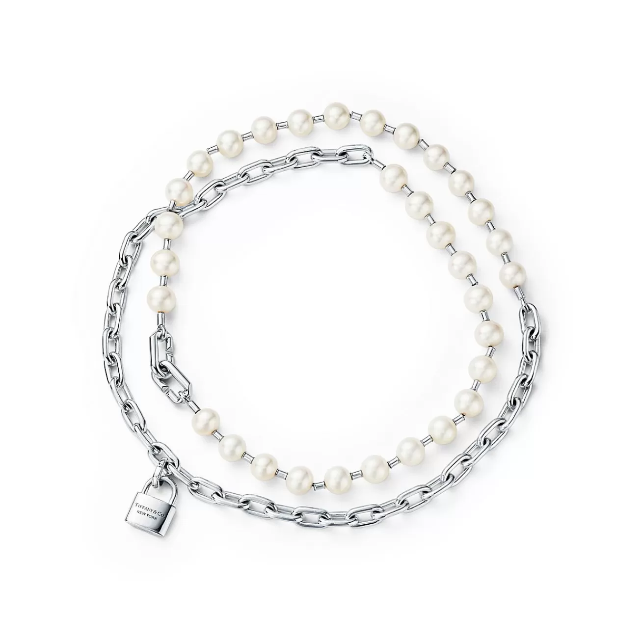 Tiffany & Co. Tiffany HardWear Pearl Lock Necklace in Silver, 9-10 mm | ^ Necklaces & Pendants | Men's Jewelry