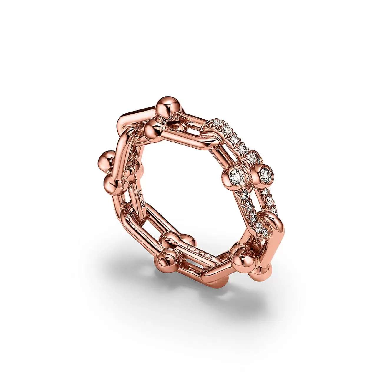 Tiffany & Co. Tiffany HardWear Small Link Ring in Rose Gold with Diamonds | ^ Rings | New Jewelry