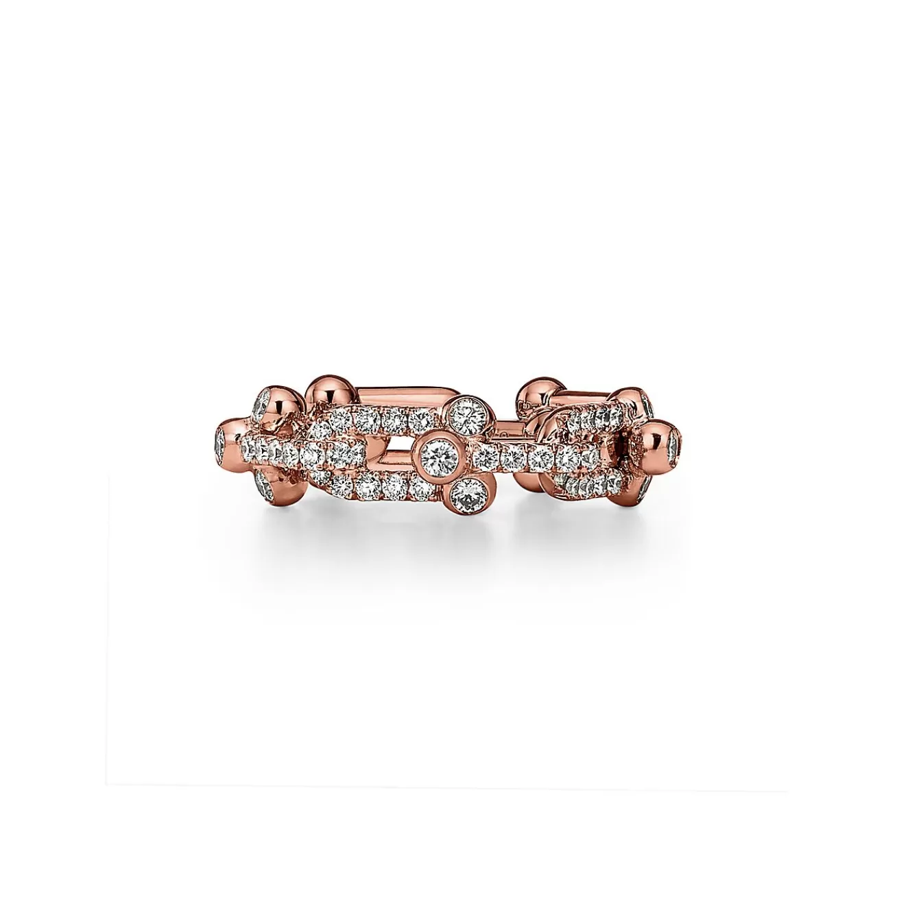 Tiffany & Co. Tiffany HardWear Small Link Ring in Rose Gold with Pavé Diamonds | ^ Rings | New Jewelry