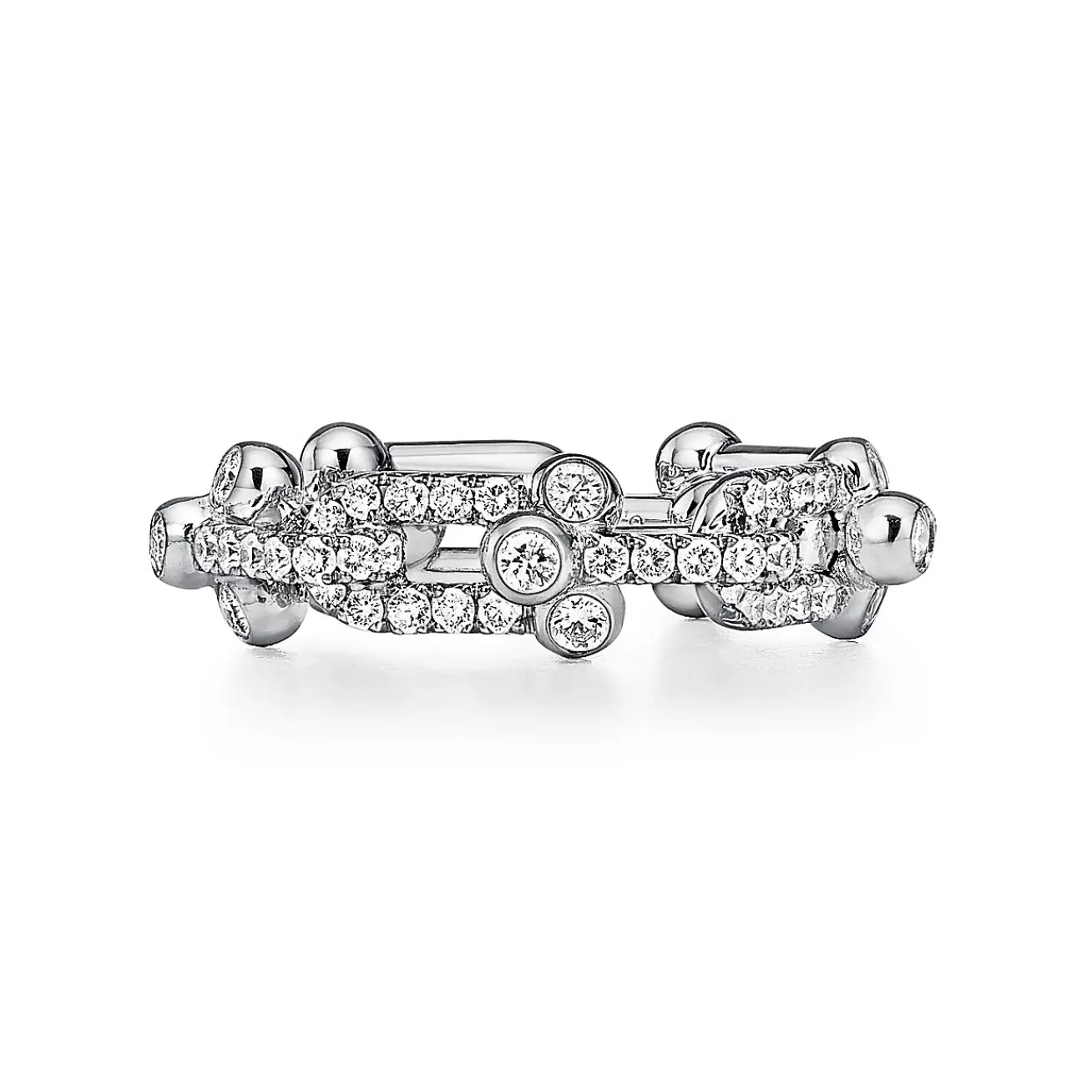 Tiffany & Co. Tiffany HardWear Small Link Ring in White Gold with Pavé Diamonds | ^ Rings | New Jewelry