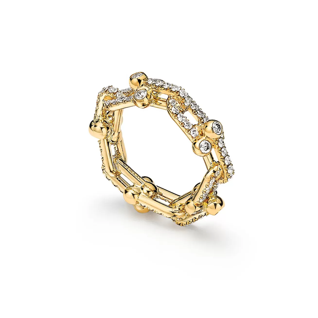 Tiffany & Co. Tiffany HardWear Small Link Ring in Yellow Gold with Pavé Diamonds | ^ Rings | New Jewelry