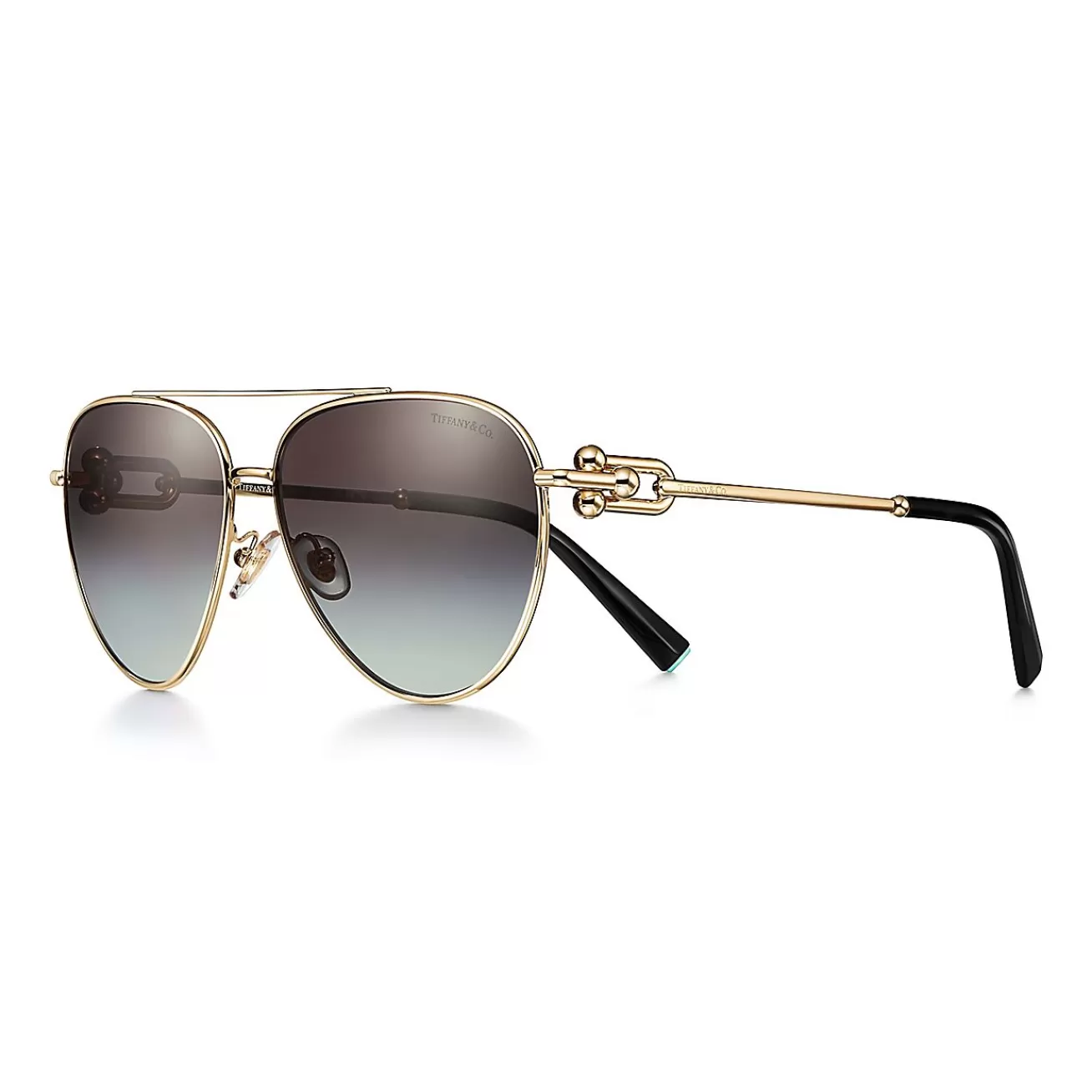 Tiffany & Co. Tiffany HardWear Sunglasses in Gold-colored Metal with Gray Lenses | ^Women Tiffany HardWear | Sunglasses