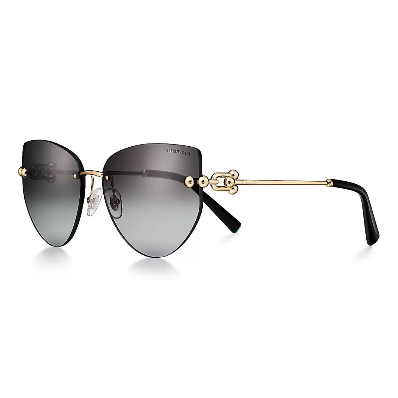 Tiffany & Co. Tiffany HardWear Sunglasses in Pale Gold-colored Metal with Gray Gradient Lenses | ^Women Tiffany HardWear | Sunglasses