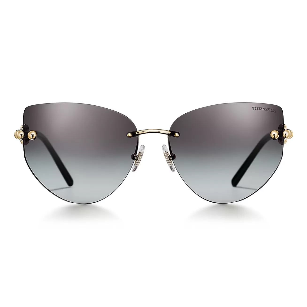 Tiffany & Co. Tiffany HardWear Sunglasses in Pale Gold-colored Metal with Gray Gradient Lenses | ^Women Tiffany HardWear | Sunglasses