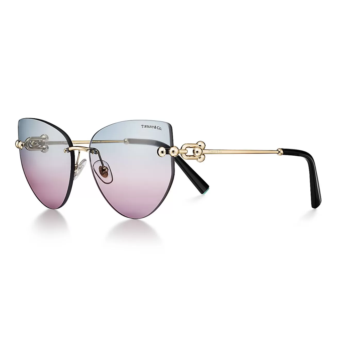 Tiffany & Co. Tiffany HardWear Sunglasses in Pale Gold-colored Metal with Violet Gradient Lens | ^Women Tiffany HardWear | Sunglasses
