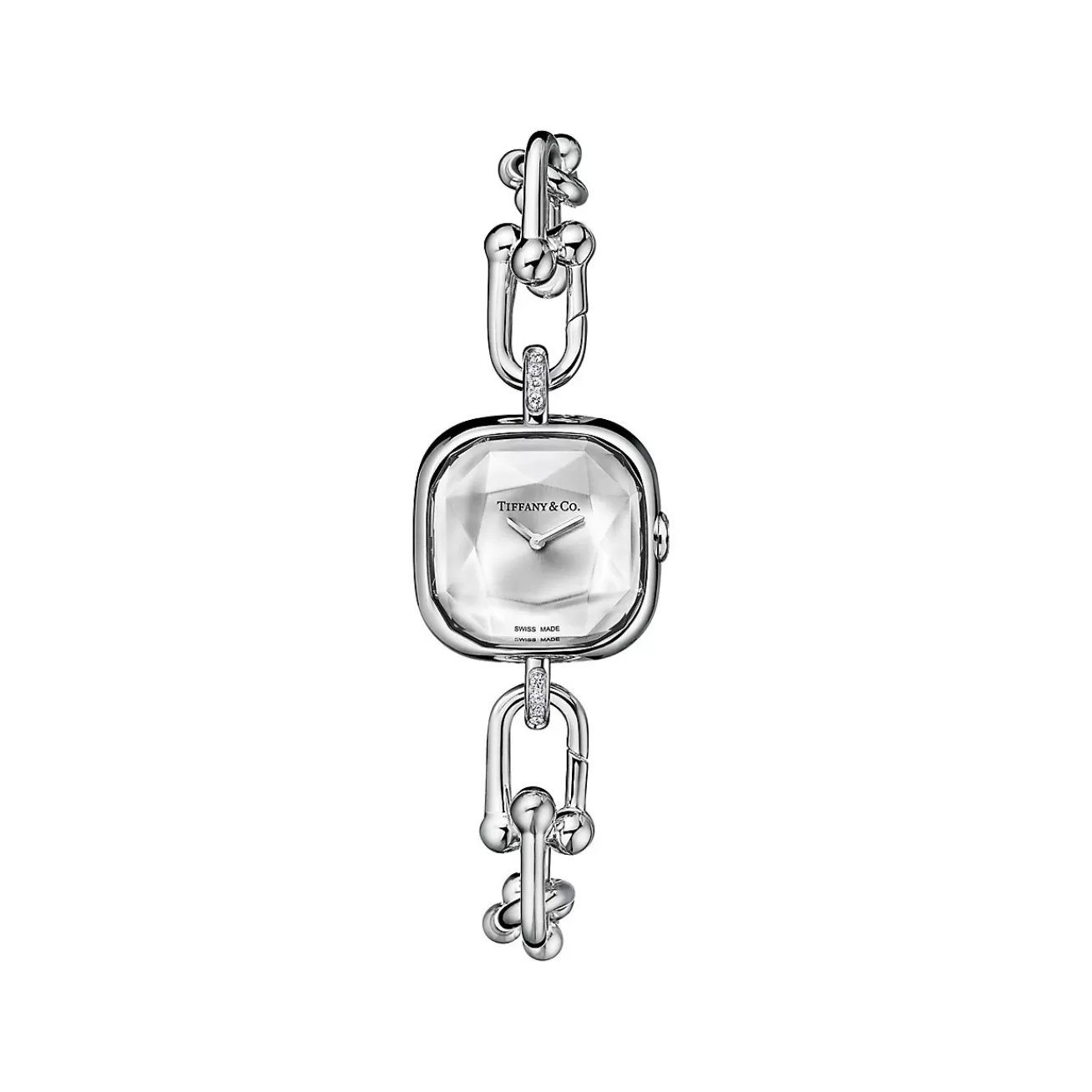 Tiffany & Co. Tiffany HardWear Watch in Sterling Silver and Steel with Diamonds | ^Women Fine Watches | Tiffany HardWear
