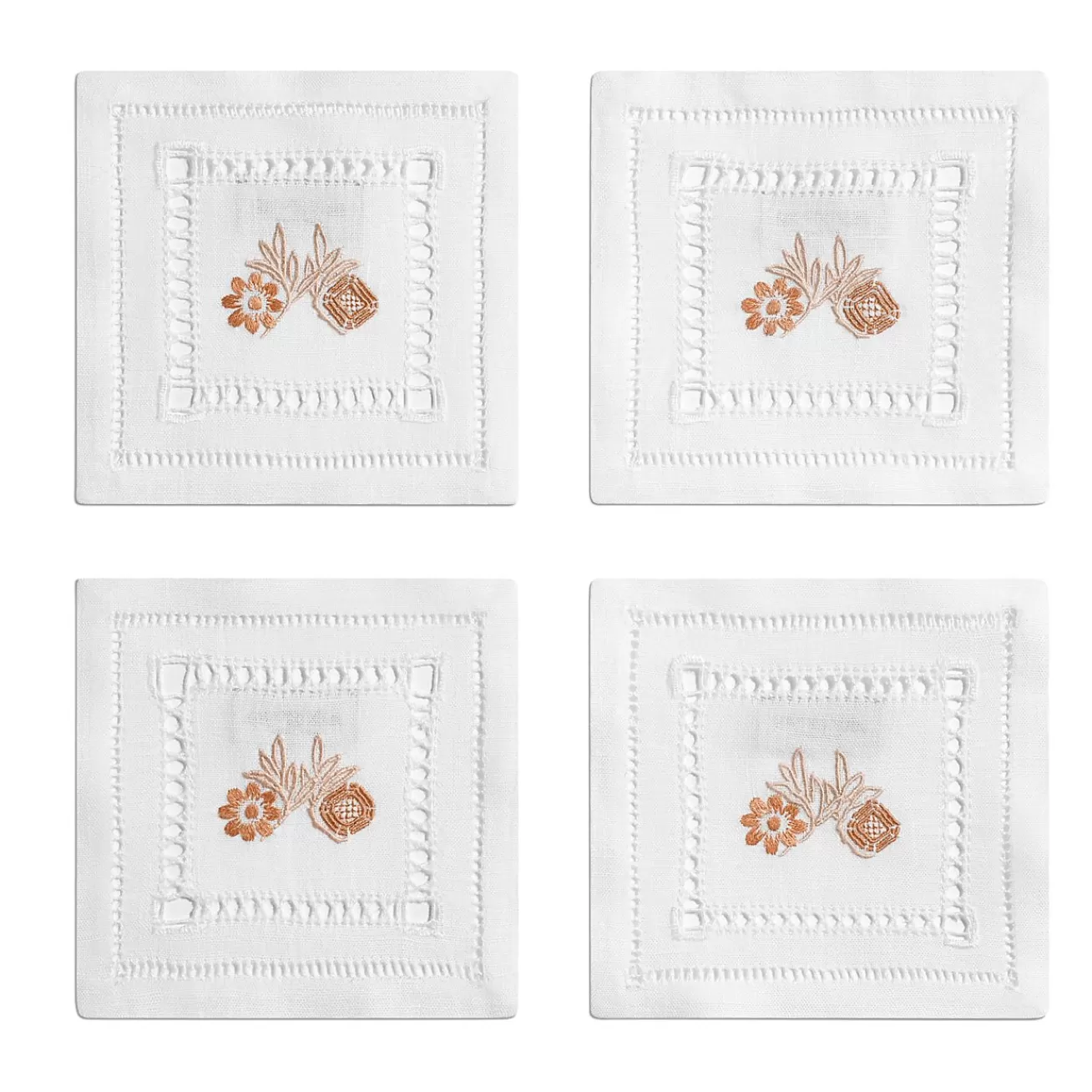 Tiffany & Co. Tiffany Heritage Coasters Set of Four, in Carnelian Linen | ^ Table Linens