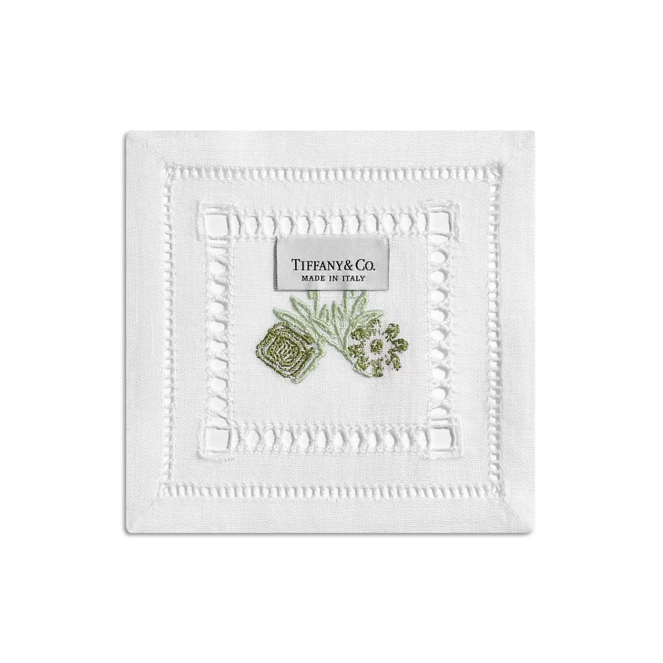 Tiffany & Co. Tiffany Heritage Coasters Set of Four, in Jade Green Linen | ^ Table Linens