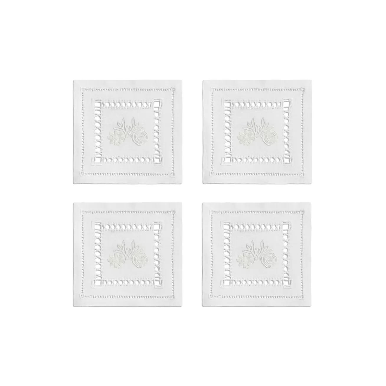 Tiffany & Co. Tiffany Heritage Coasters Set of Four, in White Linen | ^ Table Linens