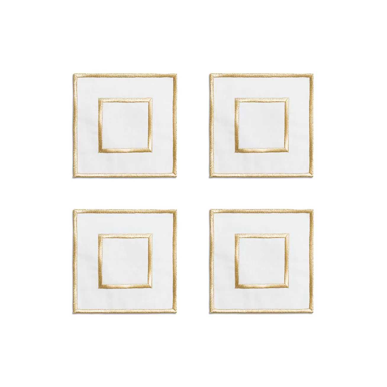 Tiffany & Co. Tiffany Home Essentials Embroidered Coasters in Linen, Set of Four | ^ Decor | Table Linens