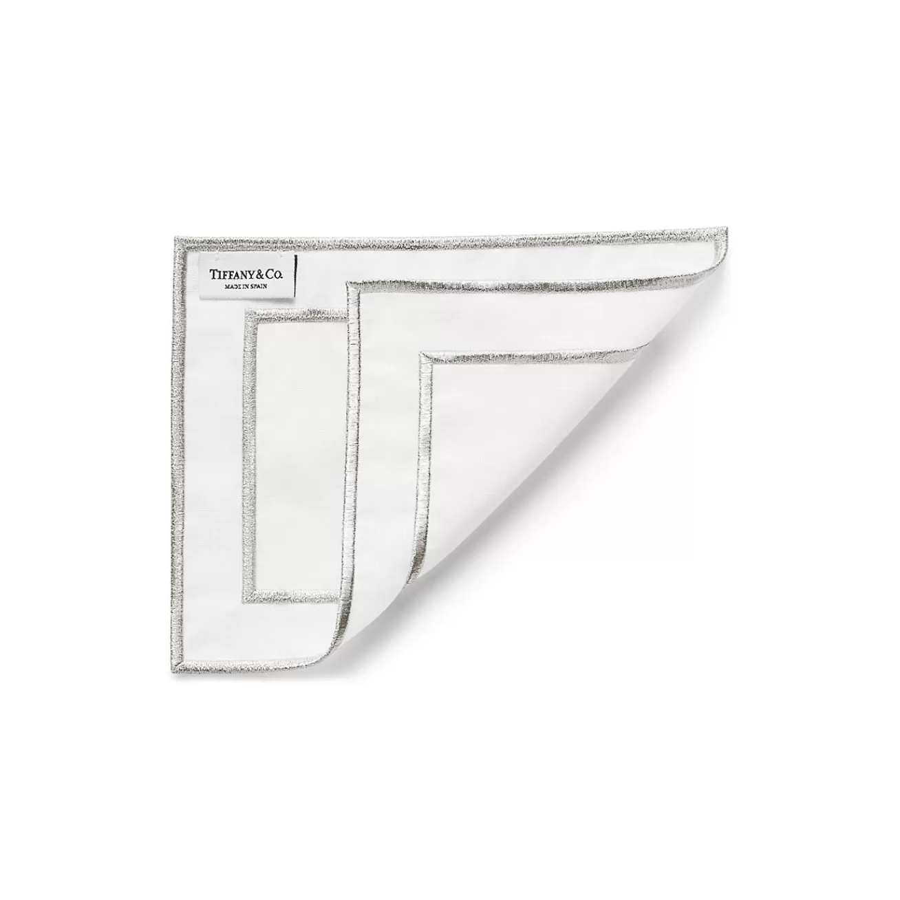 Tiffany & Co. Tiffany Home Essentials Embroidered Cocktail Napkins in Linen, Set of Four | ^ Decor | Table Linens
