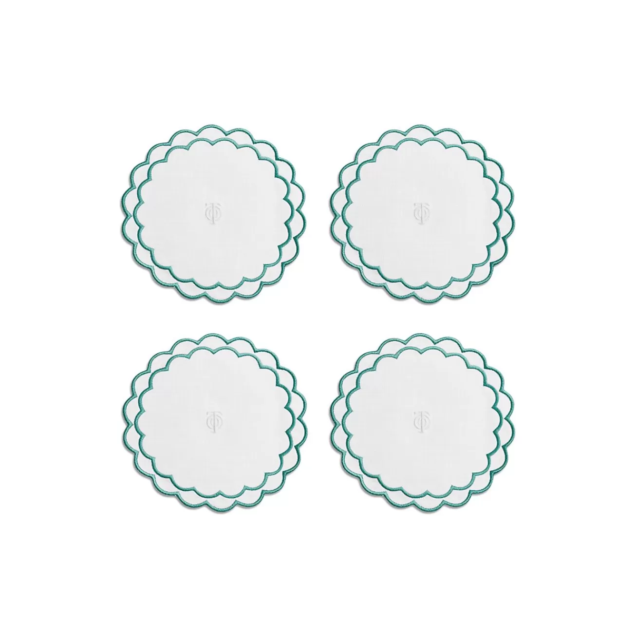 Tiffany & Co. Tiffany Home Essentials Scalloped Coasters in White Linen, Set of Four | ^ The Home | Housewarming Gifts