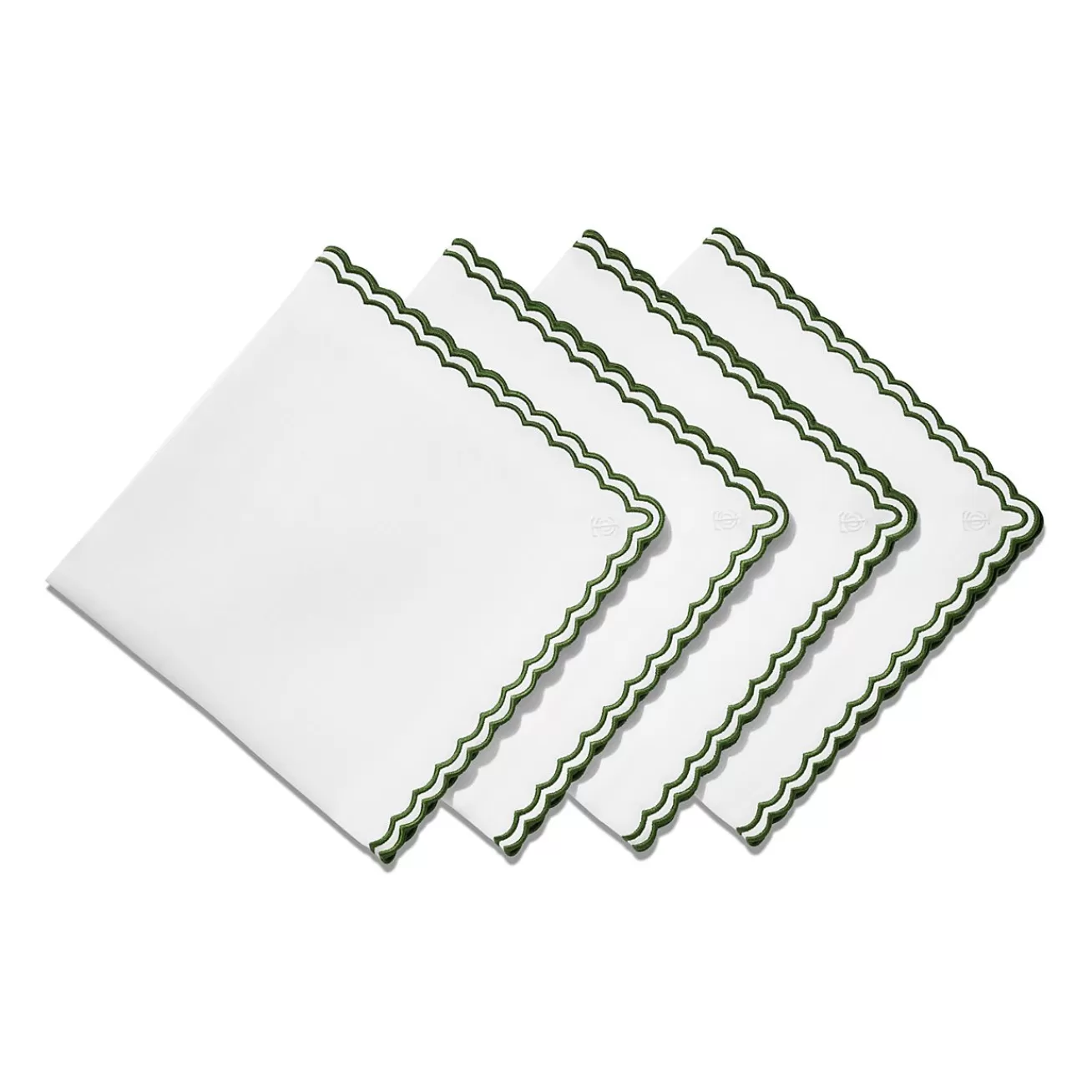Tiffany & Co. Tiffany Home Essentials Scalloped Napkins in White Linen, Set of Four | ^ Decor | Table Linens