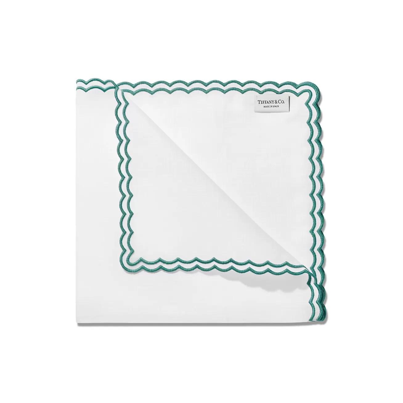 Tiffany & Co. Tiffany Home Essentials Scalloped Napkins in White Linen, Set of Four | ^ The Home | Housewarming Gifts