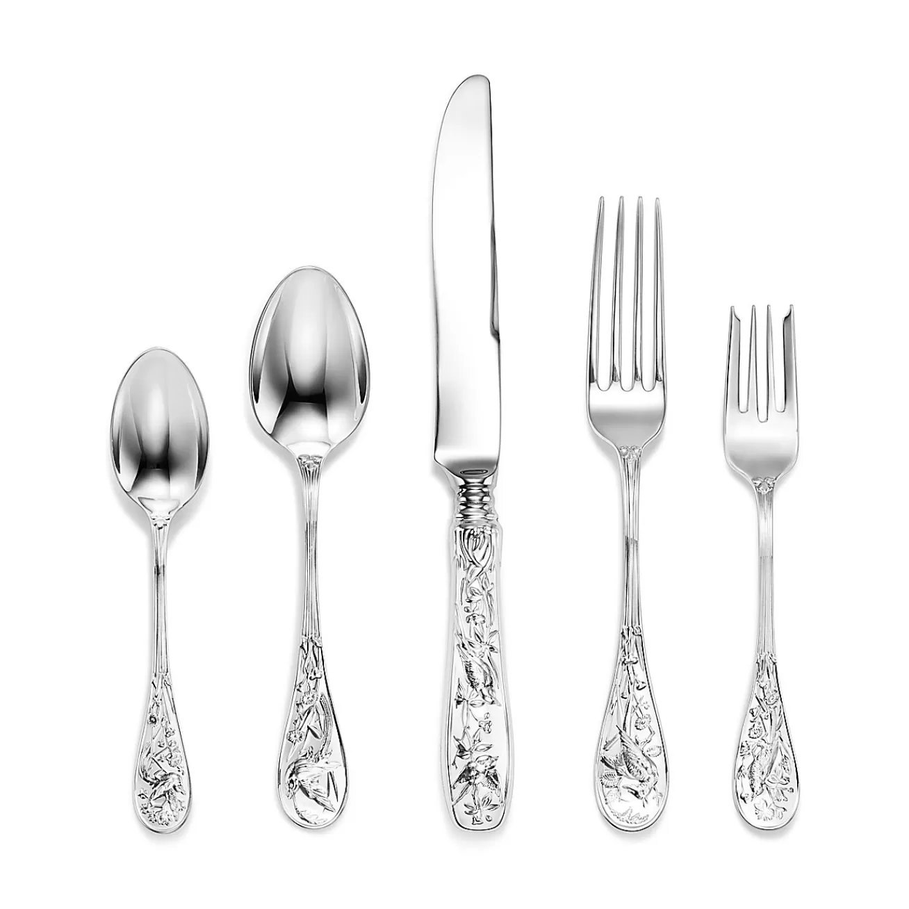 Tiffany & Co. Tiffany Jardin five-piece flatware set in sterling silver. | ^ Tableware