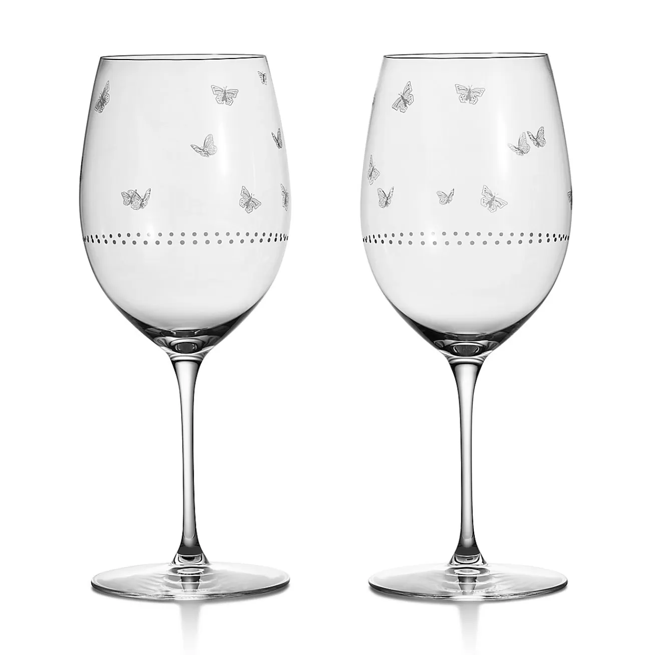 Tiffany & Co. Tiffany Jardin Red Wine Glasses in Etched Glass, Set of Two | ^ The Home | Housewarming Gifts