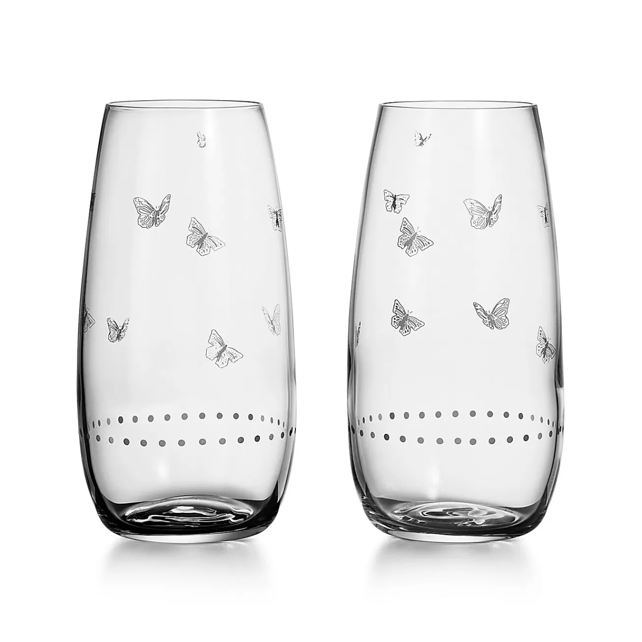 Tiffany & Co. Tiffany Jardin Stemless Coupe Glasses in Etched Glass, Set of Two | ^ The Home | Housewarming Gifts