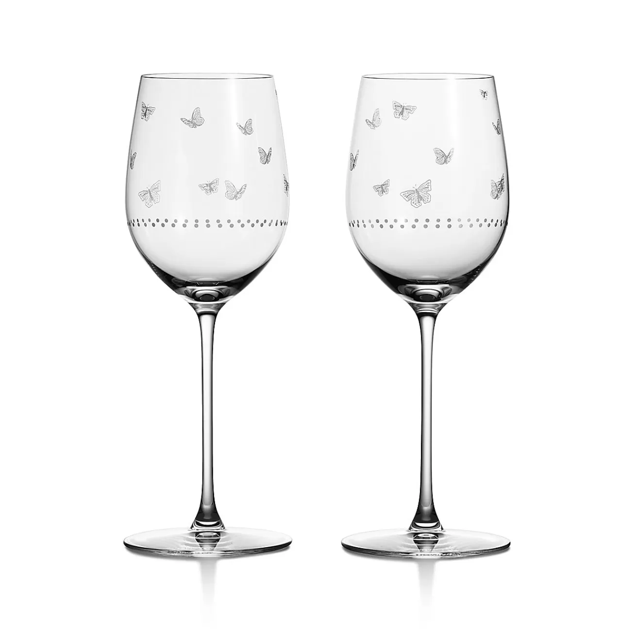 Tiffany & Co. Tiffany Jardin White Wine Glasses in Etched Glass, Set of Two | ^ Glassware & Barware | Bar & Drinkware
