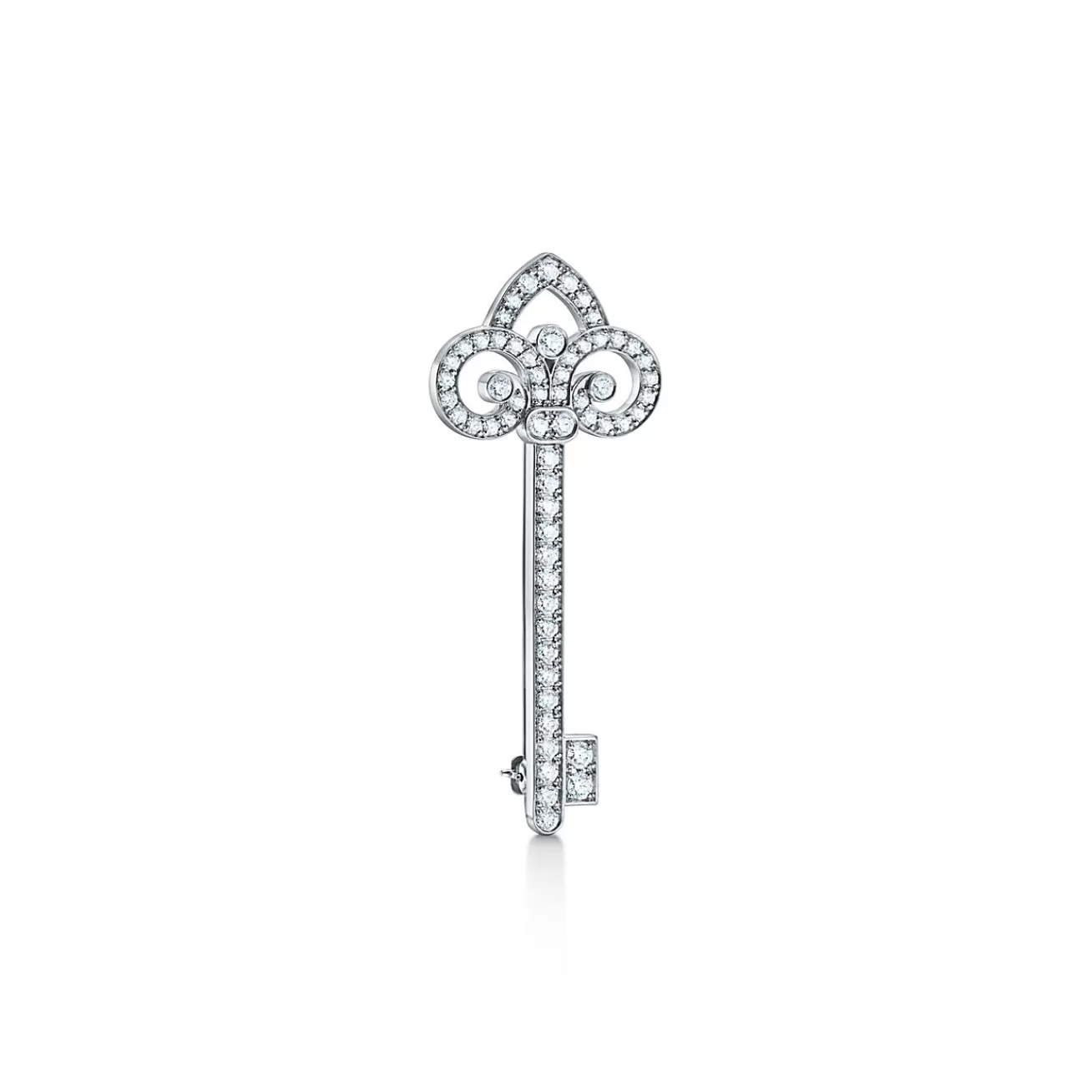 Tiffany & Co. Tiffany Keys Fleur de Lis Key Brooch in Platinum with Diamonds | ^ Brooches | Platinum Jewelry
