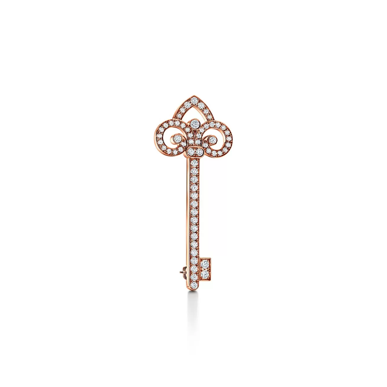Tiffany & Co. Tiffany Keys Fleur de Lis Key Brooch in Rose Gold with Diamonds | ^ Brooches | Rose Gold Jewelry