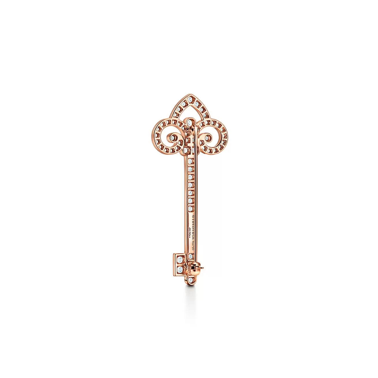 Tiffany & Co. Tiffany Keys Fleur de Lis Key Brooch in Rose Gold with Diamonds | ^ Brooches | Rose Gold Jewelry