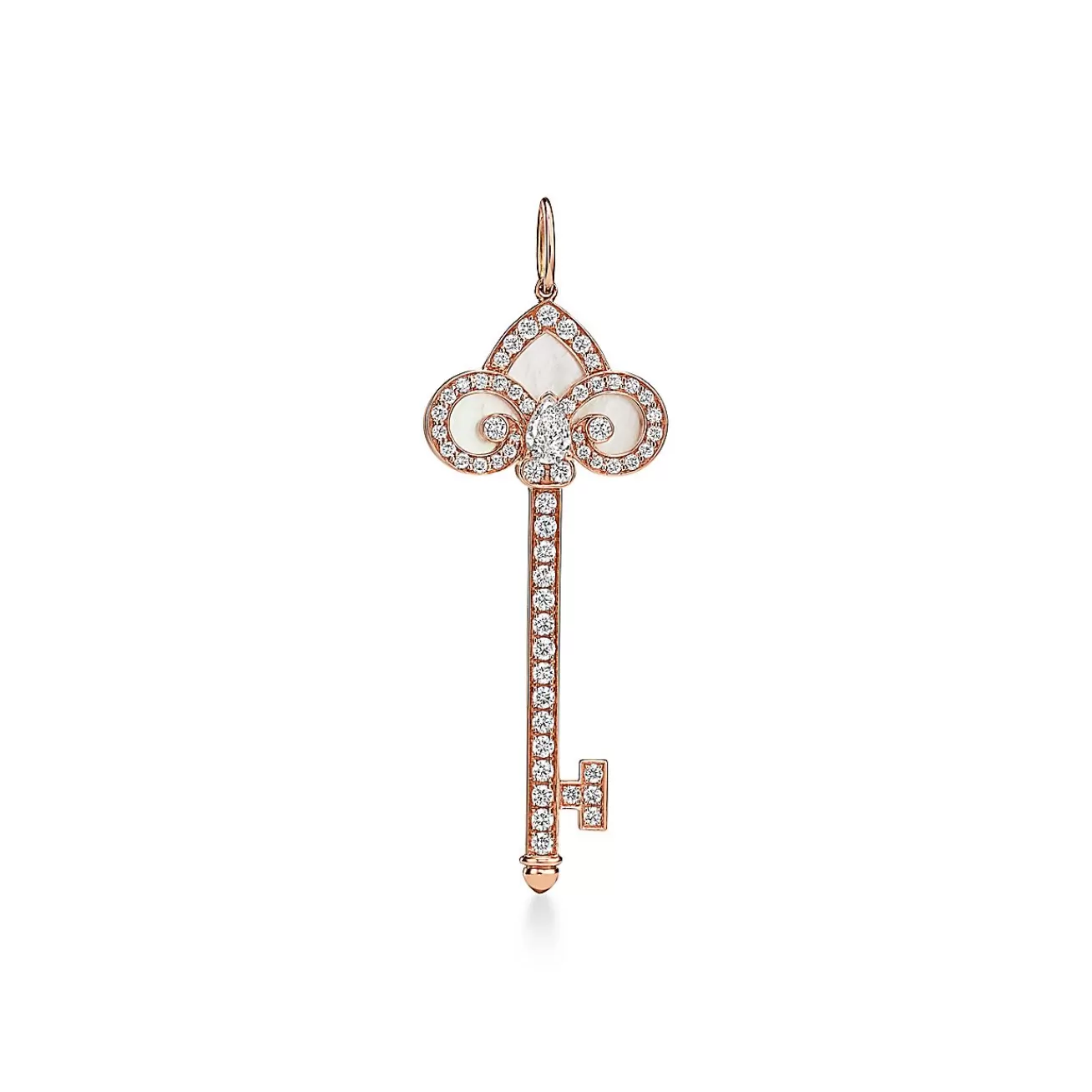 Tiffany & Co. Tiffany Keys Fleur de Lis Key in Rose Gold with Diamonds and Mother-of-pearl | ^ Rose Gold Jewelry | Diamond Jewelry