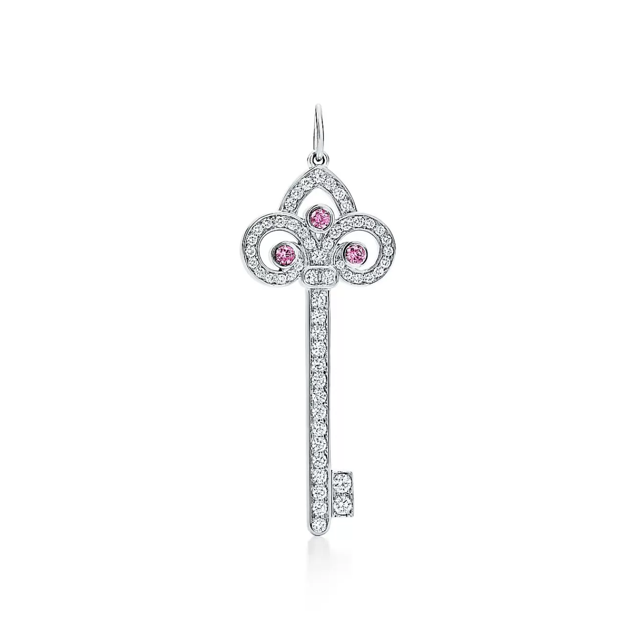 Tiffany & Co. Tiffany Keys Tiffany Fleur de Lis key pendant in platinum with gemstones. | ^ Platinum Jewelry | Diamond Jewelry
