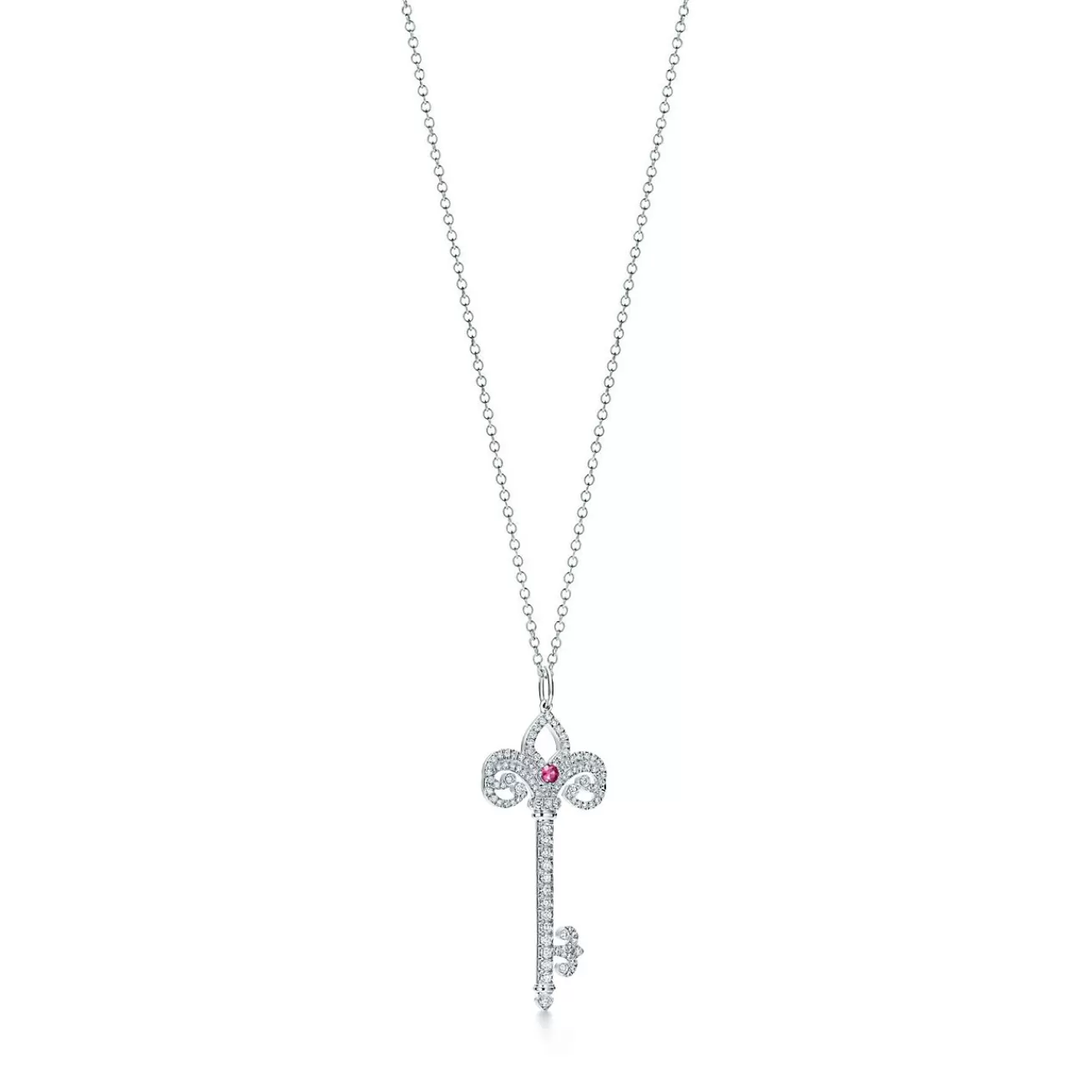 Tiffany & Co. Tiffany Keys Tiffany Fleur de Lis key pendant in platinum with gemstones. | ^ Necklaces & Pendants | Platinum Jewelry