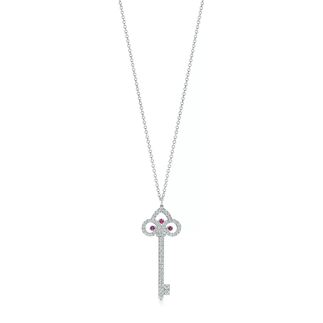 Tiffany & Co. Tiffany Keys Tiffany Fleur de Lis key pendant in platinum with gemstones, large. | ^ Necklaces & Pendants | Platinum Jewelry