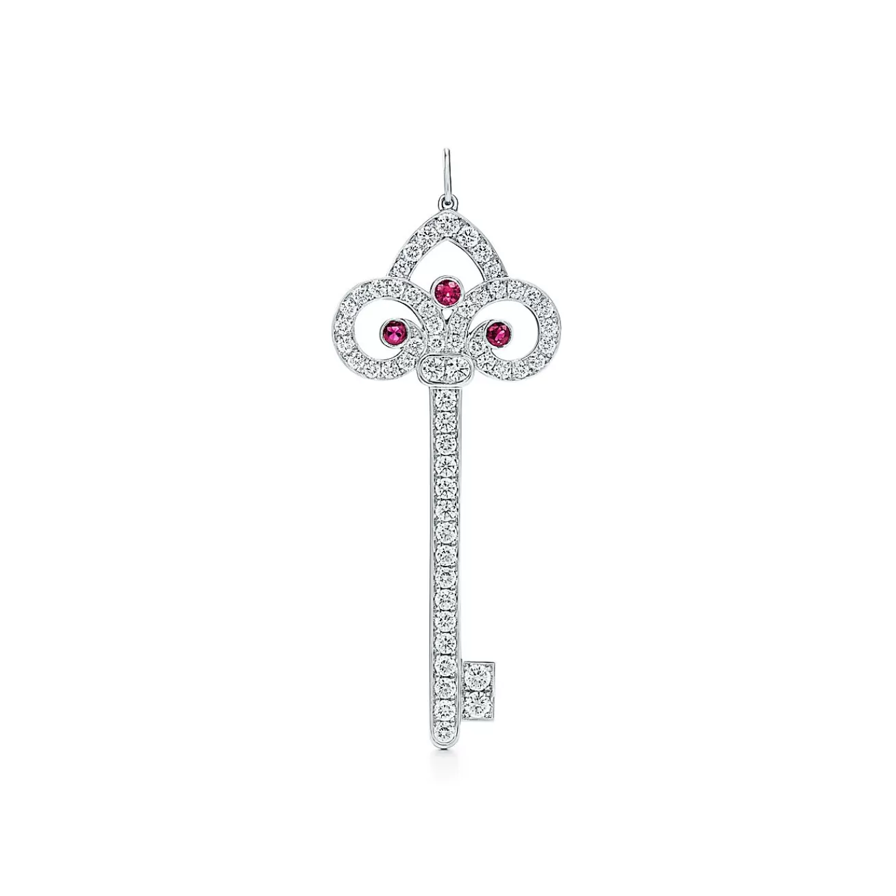 Tiffany & Co. Tiffany Keys Tiffany Fleur de Lis key pendant in platinum with gemstones, large. | ^ Platinum Jewelry